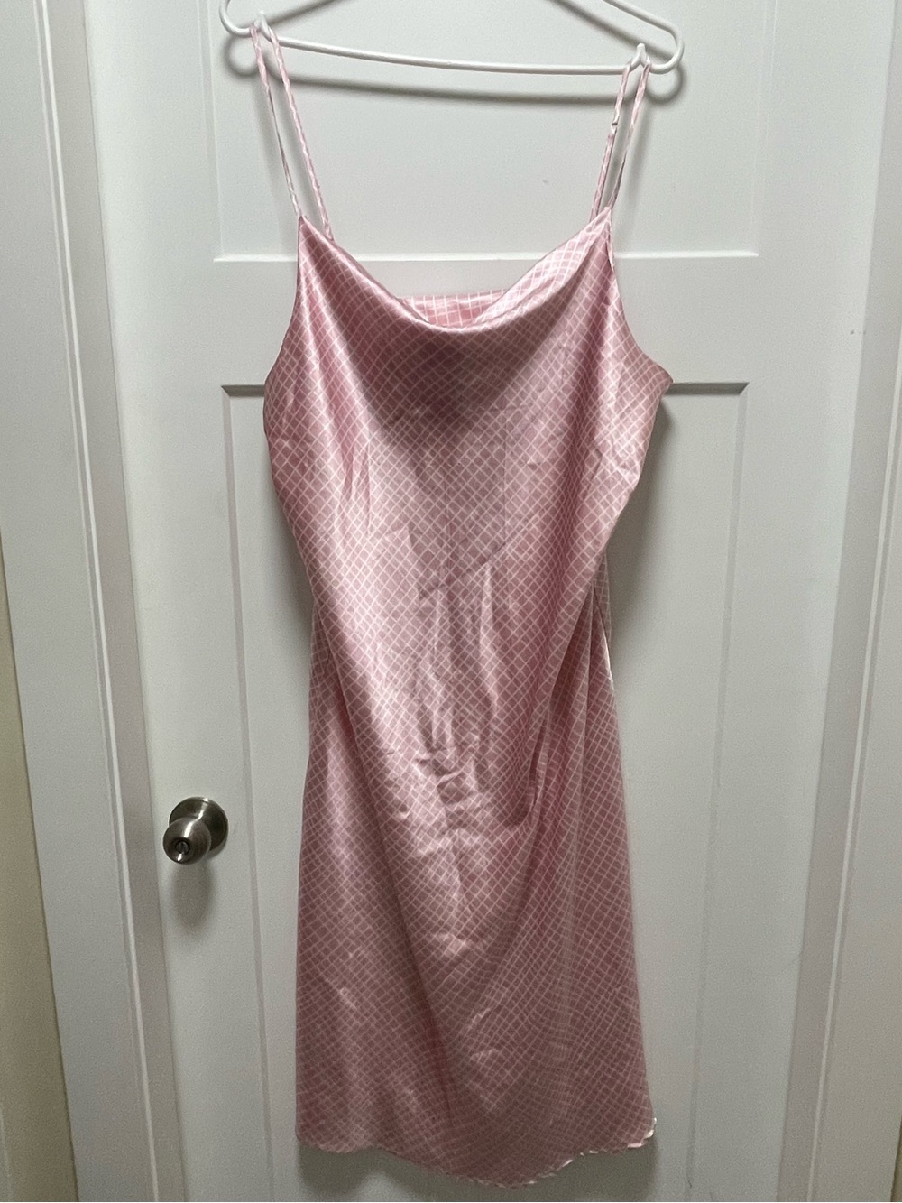 Max Studio Pink Grid Satin Chemise